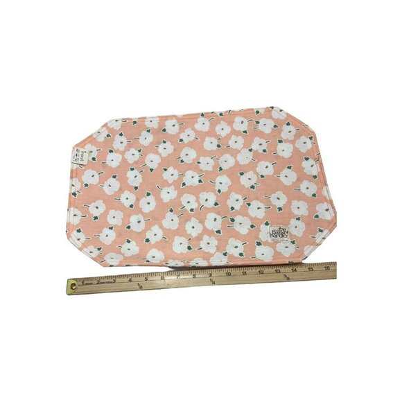 Vintage Embroidered Placemats Appliqué Peach White Floral Set Of 4 - Picture 3 of 9